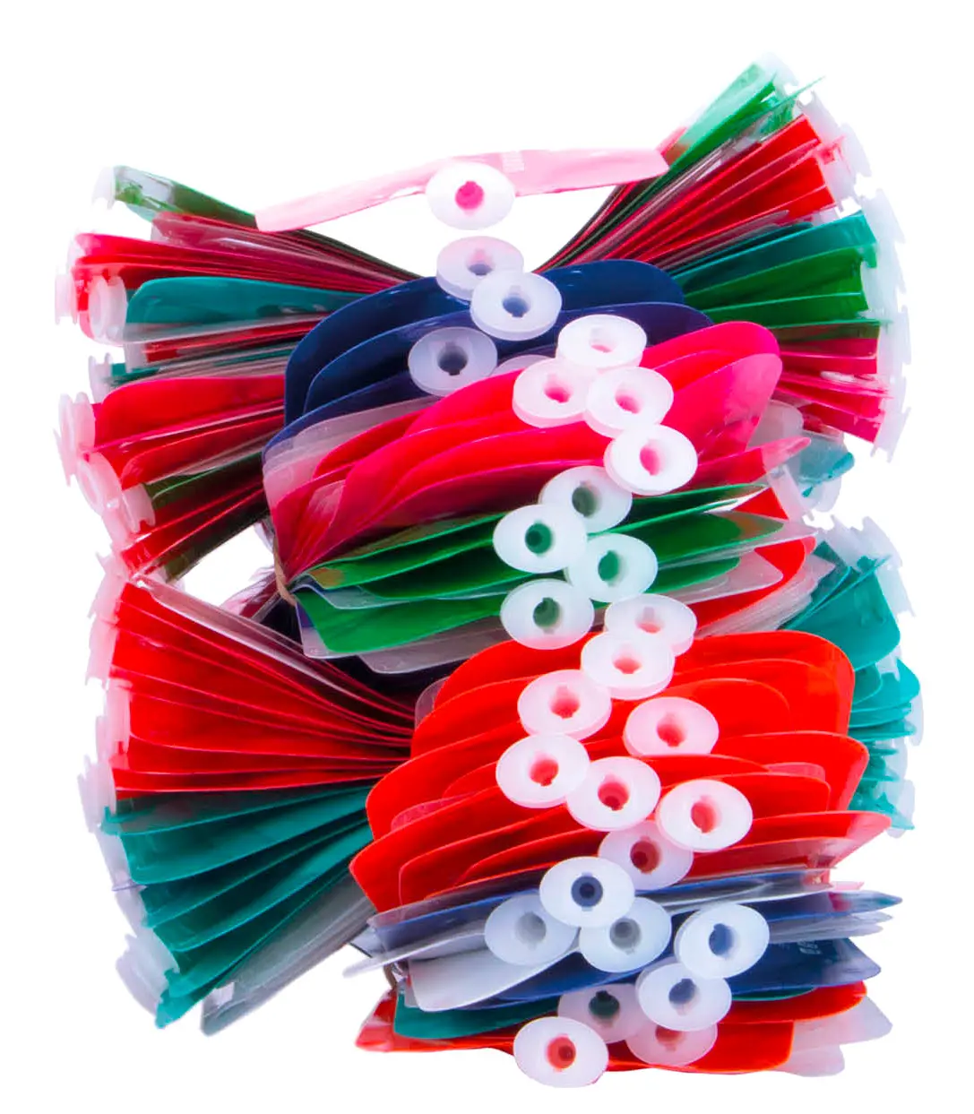 Bolsas de recarga Eco Z de DSP en distintos colores, apiladas para mostrar su formato flexible y ahorro de espacio